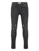 Trousers Denimjersey Sara Knee Bottoms Jeans Regular Jeans Black Lindex