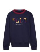 Corduroy-Logo Fleece Sweatshirt Tops Sweatshirts & Hoodies Sweatshirts Navy Ralph Lauren Kids