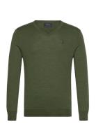 Slim Fit Washable Wool V-Neck Sweater Tops Knitwear V-necks Green Polo Ralph Lauren