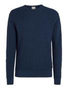 Small Basquet Weave Cn Sweater Tops Knitwear Round Necks Blue Calvin Klein