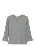 Nmmfable Ls Wool Top Lil Tops T-shirts Long-sleeved T-Skjorte Grey Lil'Atelier