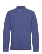 Custom Slim Fit Mesh Polo Shirt Tops Polos Long-sleeved Blue Polo Ralph Lauren