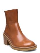 Bootie - Block Heel - With Zippe Shoes Boots Ankle Boots Ankle Boots With Heel Brown ANGULUS