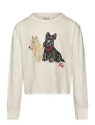 Dog-Print Jersey Boxy Long-Sleeve Tee Tops T-shirts Long-sleeved T-Skjorte Cream Ralph Lauren Kids