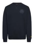 Stamp Crew Neck Sweatshirt Tops Sweatshirts & Hoodies Sweatshirts Navy Lyle & Scott