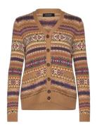 Fair Isle Cotton-Linen V-Neck Cardigan Tops Knitwear Cardigans Brown Lauren Ralph Lauren