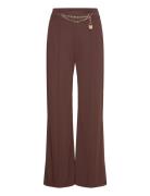 Chain-Trim Pleated Jersey Wide-Leg Pant Bottoms Trousers Wide Leg Brown Lauren Ralph Lauren