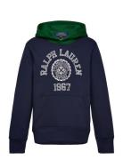 Logo Color-Blocked Fleece Hoodie Tops Sweatshirts & Hoodies Hoodies Navy Ralph Lauren Kids