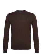 Slim Fit Washable Wool Crewneck Sweater Tops Knitwear Round Necks Brown Polo Ralph Lauren