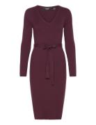 Vmmsaba Rib Ls V-Neck Belt Dress Ga Knælang Kjole Burgundy Vero Moda Maternity