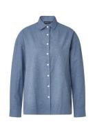 Edith Cotton Flannel Shirt Tops Shirts Long-sleeved Blue Lexington Clothing