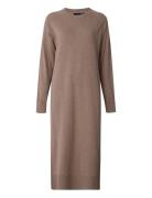 Ivana Cotton/Cashmere Blend Knitted Dress Maxikjole Festkjole Brown Lexington Clothing