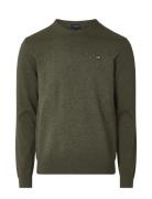 Bradley Cotton Crew Sweater Tops Knitwear Round Necks Green Lexington Clothing