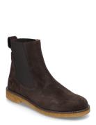 Booties - Flat - With Elastic Shoes Boots Ankle Boots Ankle Boots Flat Heel Brown ANGULUS