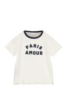 Contrast Collar T-Shirt Tops T-Kortærmet Skjorte White Mango