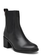 Premium Leather Mid Heel Bootie Shoes Boots Ankle Boots Ankle Boots With Heel Black Tommy Hilfiger