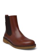 Booties - Flat - With Elastic Shoes Boots Ankle Boots Ankle Boots Flat Heel Brown ANGULUS