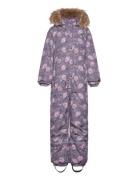 Snow Suit Aop Outerwear Coveralls Snow-ski Coveralls & Sets Purple Minymo