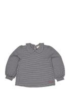 Striped Blouse W. Collar Ls Tops Shirts Long-sleeved Shirts Navy Copenhagen Colors