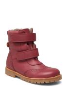 Rub Sole™ Broque Velcro Boot Tex Vinterstøvler Med Burrebånd Red Pom Pom