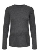 Olmhalle L/S O-Neck Slit Top Jrs Tops Knitwear Jumpers Grey Only Maternity