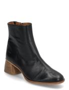 Boots - Block Heel With Zipper Shoes Boots Ankle Boots Ankle Boots With Heel Black ANGULUS