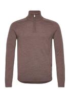 Bs Pelle Regular Fit Knitwear Tops Knitwear Half Zip Jumpers Brown Bruun & Stengade