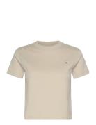 Woven Label Peached Baby Tee Tops T-shirts & Tops Short-sleeved Beige Calvin Klein Jeans