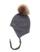 Hat W. Detachable Fake Fur Accessories Headwear Hats Beanie Blue Minymo