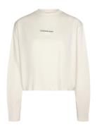 Monologo Loose Ls Tee Tops Sweatshirts & Hoodies Sweatshirts Cream Calvin Klein Jeans