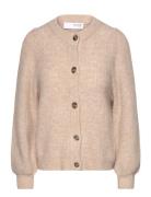 Slflulu Ls Structure Knit Cardigan Tops Knitwear Cardigans Cream Selected Femme