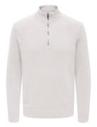 Onsfabian Life Reg 7 Half Zip Knit Tops Knitwear Half Zip Jumpers White ONLY & SONS