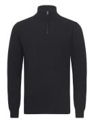 Eco Wool Halfdan Knit Tops Knitwear Half Zip Jumpers Black Mads Nørgaard