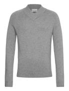 Bs Douglas Regular Fit Knitwear Tops Knitwear V-necks Grey Bruun & Stengade