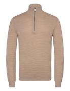 Bs Innes Regular Fit Knitwear Tops Knitwear Half Zip Jumpers Beige Bruun & Stengade