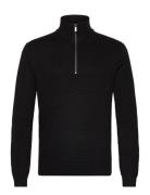 Bs Innes Regular Fit Knitwear Tops Knitwear Half Zip Jumpers Black Bruun & Stengade