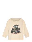 Nmmnisa Nreg Ls Top Box Tops T-shirts Long-sleeved T-Skjorte Cream Name It