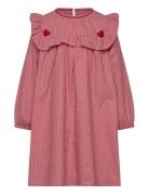 Check Dress W. Heart Emb Dresses & Skirts Dresses Casual Dresses Long-sleeved Casual Dresses Red Copenhagen Colors