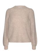 Slflulu Ls Structure Knit O-Neck Tops Knitwear Jumpers Beige Selected Femme