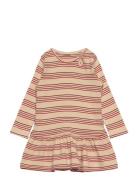 Dress L/S Modal Striped Dresses & Skirts Dresses Casual Dresses Long-sleeved Casual Dresses Beige Petit Piao