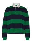 Striped Cropped Jersey Rugby Shirt Tops T-shirts & Tops Long-sleeved Navy Polo Ralph Lauren