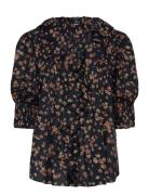 Floral Cotton Voile Puff-Sleeve Blouse Tops Blouses Short-sleeved Navy Lauren Ralph Lauren