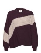 Recycled Wool Mix Rokko Block Sweater Tops Knitwear Jumpers Burgundy Mads Nørgaard