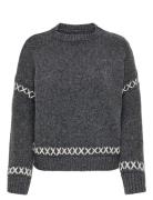 Onlamanda Life Ls O-Neck Detail Cc Knt Tops Knitwear Jumpers Grey ONLY