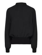 Krista Knit L/S Stand Nk Top Tops Blouses Long-sleeved Black French Connection