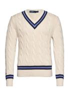 The Iconic Cricket Sweater Tops Knitwear V-necks Cream Polo Ralph Lauren