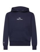 Logo Double-Knit Hoodie Tops Sweatshirts & Hoodies Hoodies Navy Ralph Lauren Kids