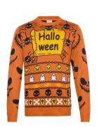 Halloween Spider O-Neck Sweat Tops Knitwear Round Necks Orange Lindbergh