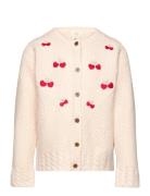 Lambwool Cardigan W. Bow Emb Tops Knitwear Pullovers Cream Copenhagen Colors