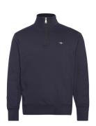 Emb Archive Shield Half Zip Tops Sweatshirts & Hoodies Sweatshirts Navy GANT